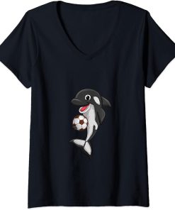 Womens Soccer ball Love Killer Whale Orca Lover Animal Womens V-Neck T-Shirt