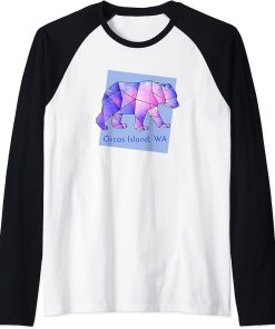 Orcas Island Galaxy Bear Abstract Geometrical Animal Stars Raglan Baseball Tee