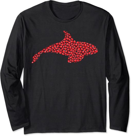 Orca Fish Lover Heart Shape Orca Valentine"s Day Long Sleeve T-Shirt