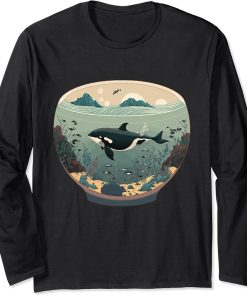 Orca Whale in Fish Bowl Orca in Aquarium Free The Orcas Long Sleeve T-Shirt