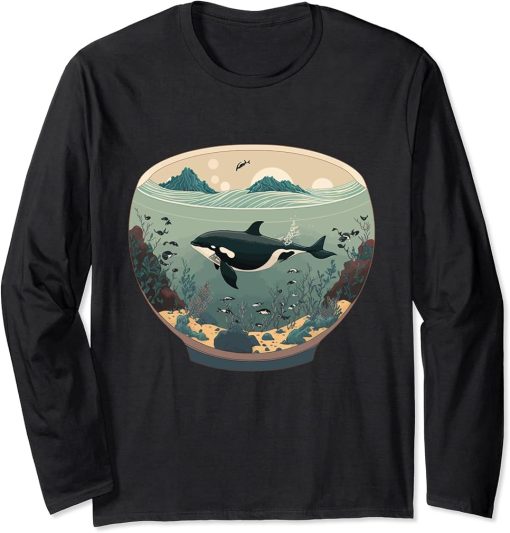 Orca Whale in Fish Bowl Orca in Aquarium Free The Orcas Long Sleeve T-Shirt