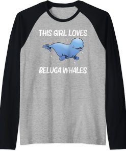 Cool Beluga Whale For Girls Kids Orca Whales Save The Ocean Raglan Baseball Tee